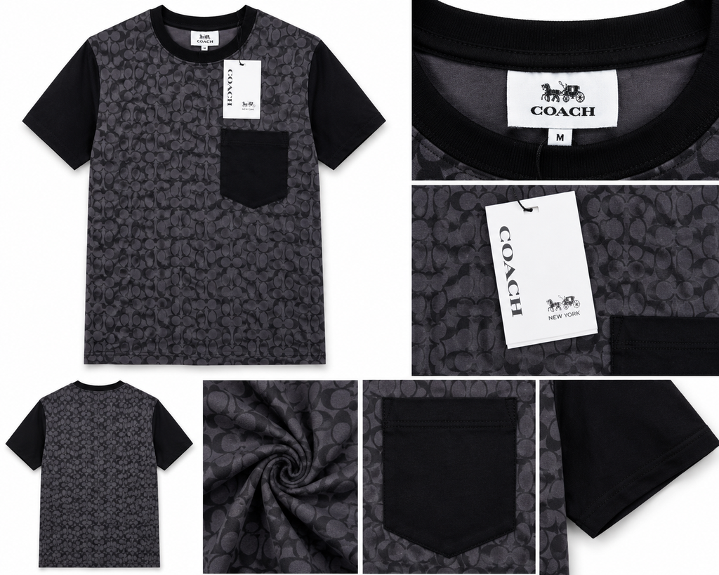 Coach – T-shirt Signature z kieszenią