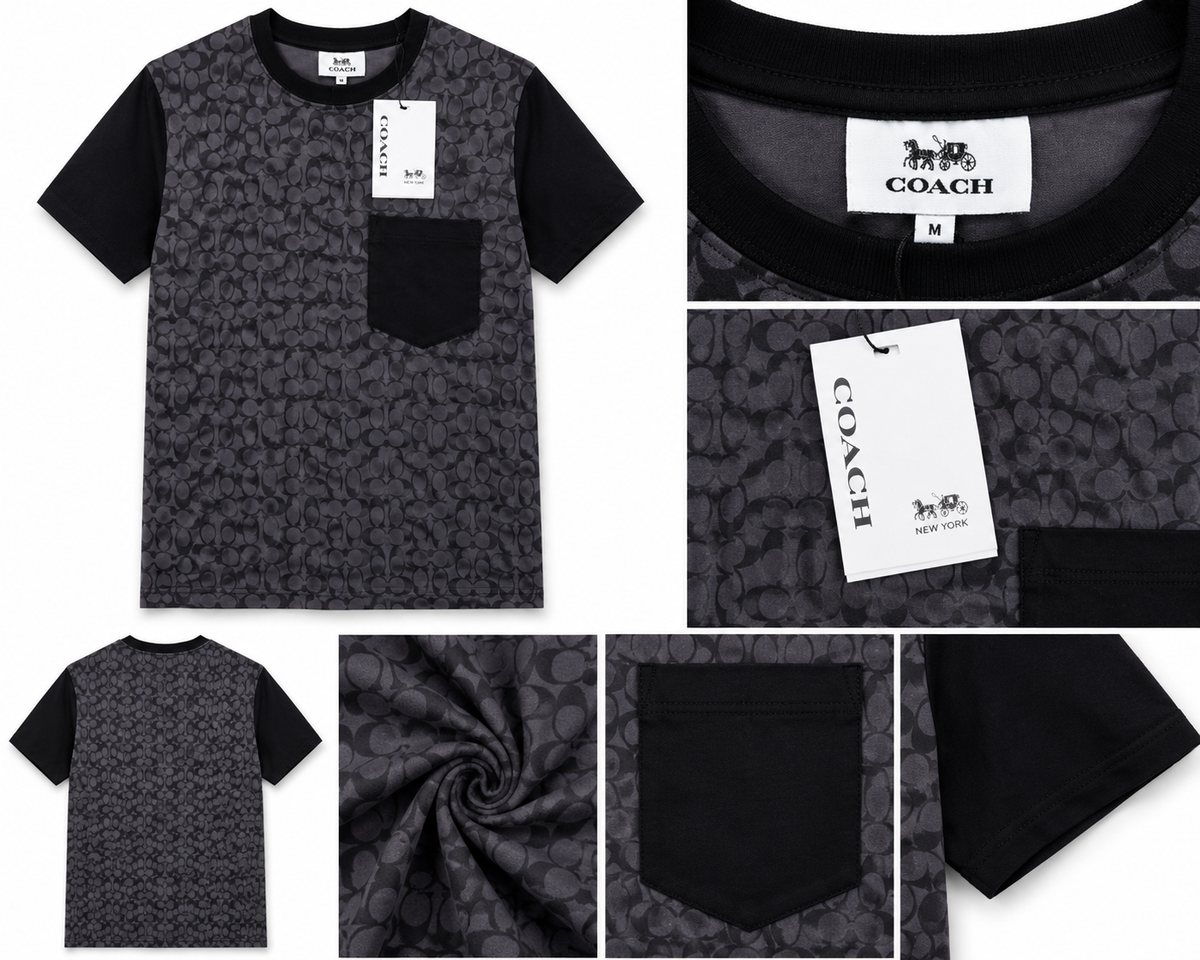 Coach – T-shirt Signature z kieszenią